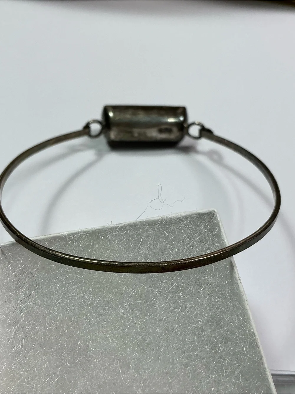 Vintage Sterling Silver Hinged Bracelet W/ Dried Flowers & Resin